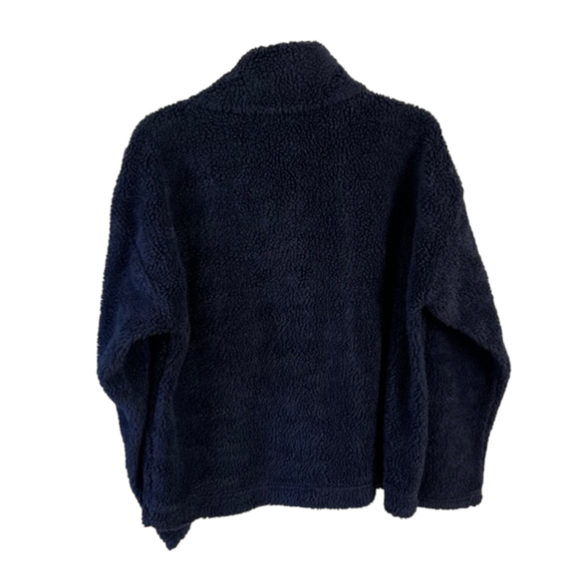 J. Crew Navy Popover Fleece Sherpa 1/4 Zip Size Medium - Picture 4 of 6
